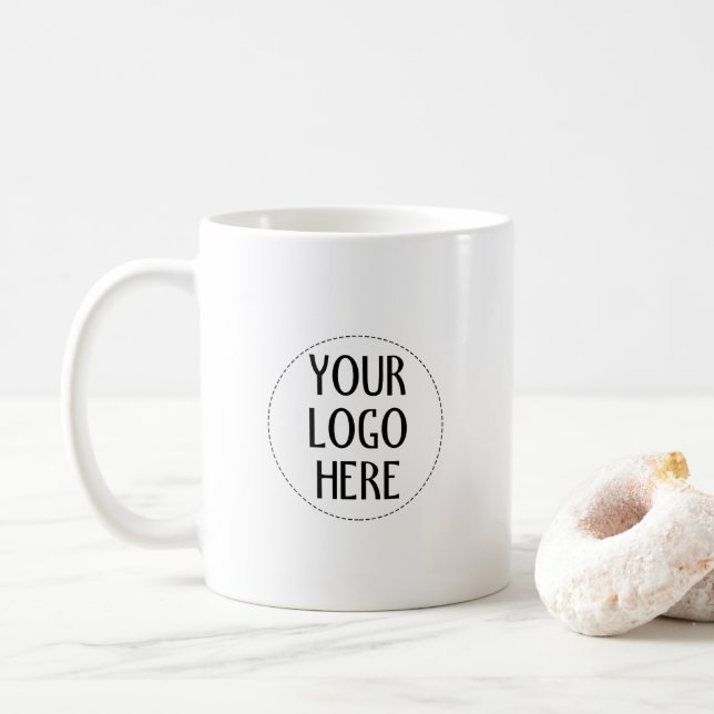 Caneca De Café Personalize o logotipo da sua empresa em preto e b (Com Donut)