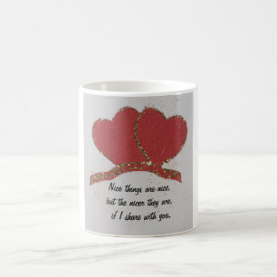 Caneca De Café Personalize o Namorados de brilho de ouro do coraç