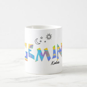 Caneca De Café Personalize o nome GEMINI Birthday Zodiac Mug