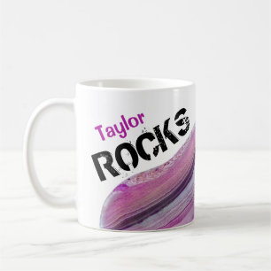 Caneca De Café *~* Personalize o NOME ROCKS Lapidar Agate Stone