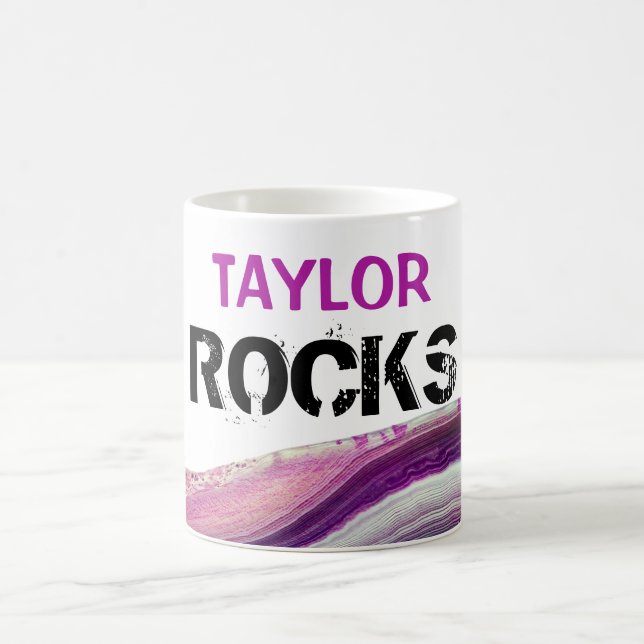 Caneca De Café *~* Personalize o nome - Rocks Lapidary Agate Ston (Centro)