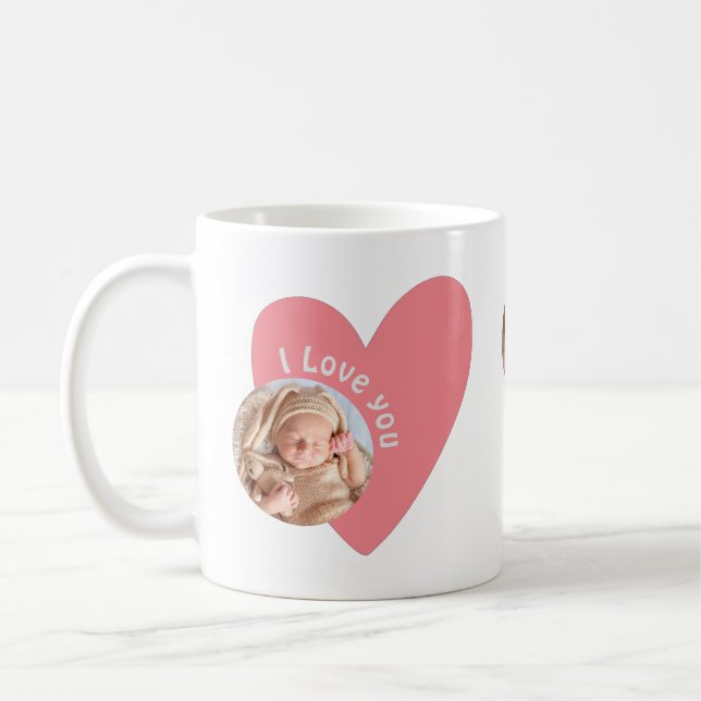Caneca De Café Personalize o presente do bebê com 4 fotos e mensa (Esquerda)