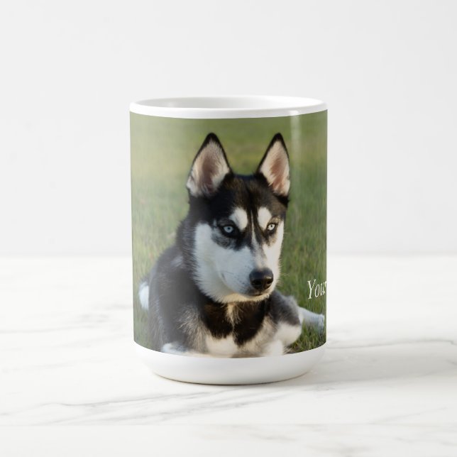Caneca De Café Personalize o retrato do filhote siberiano Husky (Centro)