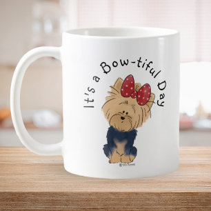 Caneca De Café Personalize o Sweet Yorkie com Arco branco simples