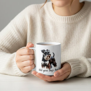 Caneca De Café Personalize Preto e Marrom Schnauzer Lembrança