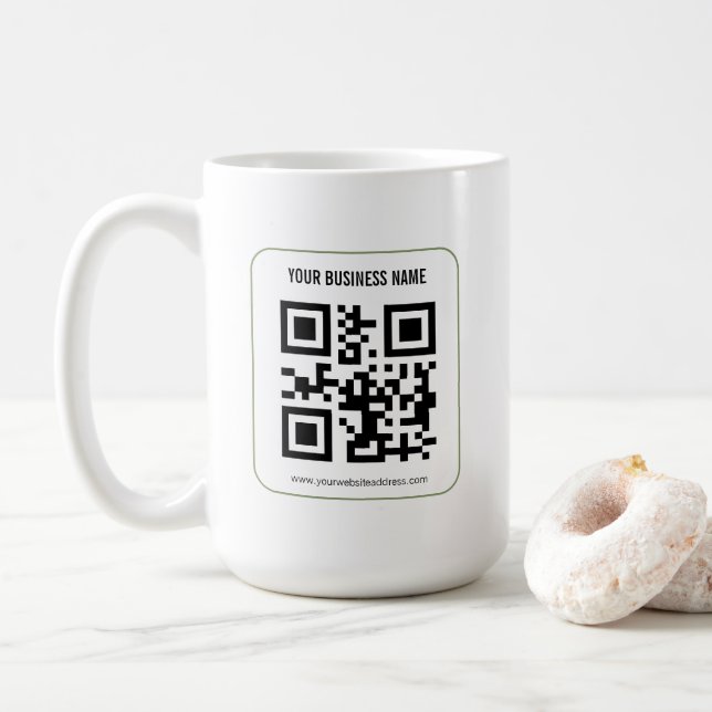 Caneca De Café Personalize Seu Modelo de Nome de Negócio de Códig (Com Donut)