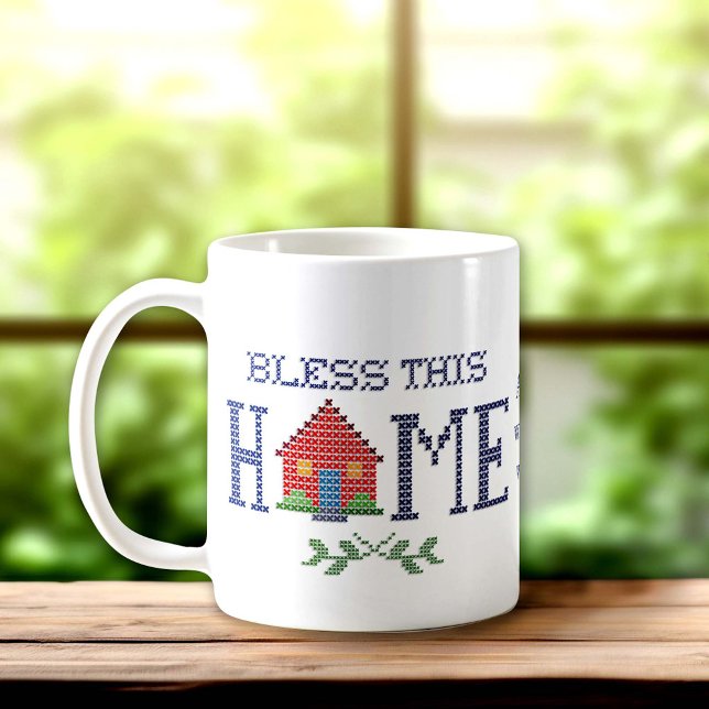 Caneca De Café Personalize seu Mug (Start your day with a cup full of blessings with our "Bless This Home" coffee mug.)