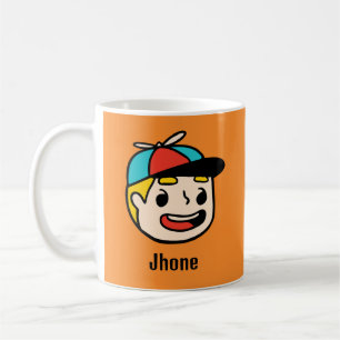 Caneca De Café Personalize seu nome com uma cara de desenho anima