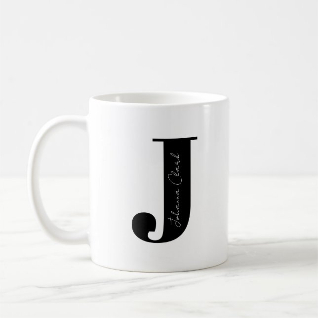 Caneca De Café Personalize seu nome Comece com a letra J (Esquerda)
