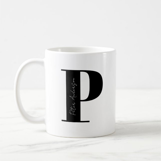 Caneca De Café Personalize seu nome Comece com a letra P (Esquerda)