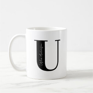 Caneca De Café Personalize seu nome Comece com a letra U