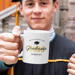 Caneca De Café Personalized 2023 Black Gold Graduate Mug