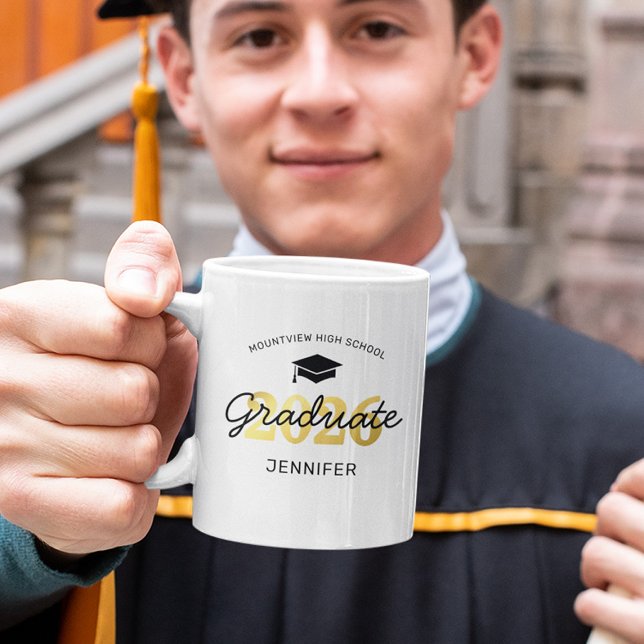 Caneca De Café Personalized 2023 Black Gold Graduate Mug (Criador carregado)