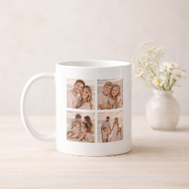 Caneca De Café Personalized 4 Photo Name and Date Memory
