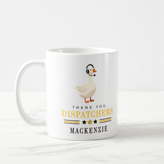 Caneca De Café Personalized 911 Dispatcher Goose With Headset  (Esquerda)