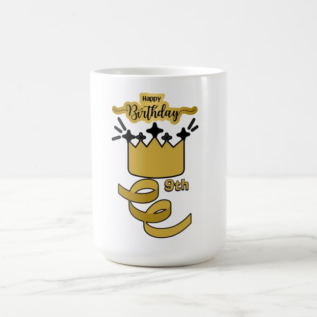 Caneca De Café  Personalized 9th Birthday King Crown Design (Centro)
