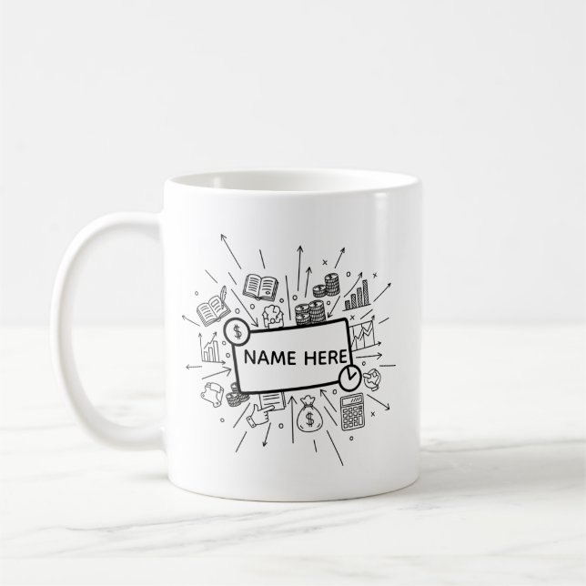 Caneca De Café Personalized Accountant Name Minimalist Finance (Esquerda)