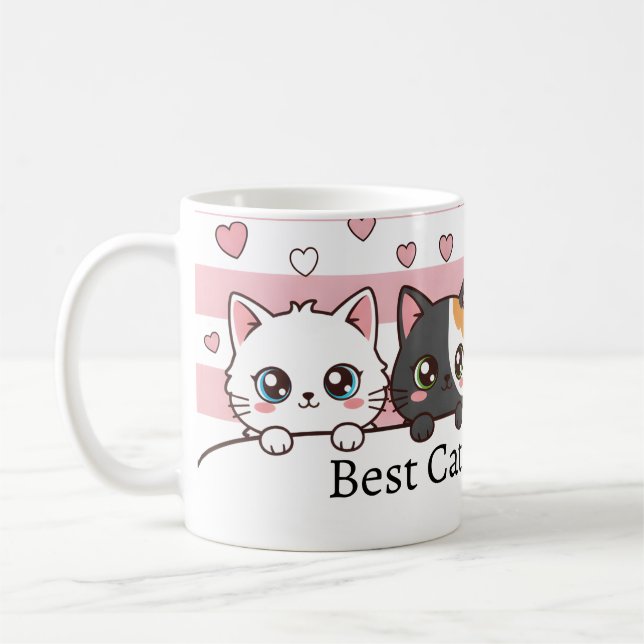 Caneca De Café Personalized Adorable Cartoon Cat Coffee Cup (Esquerda)