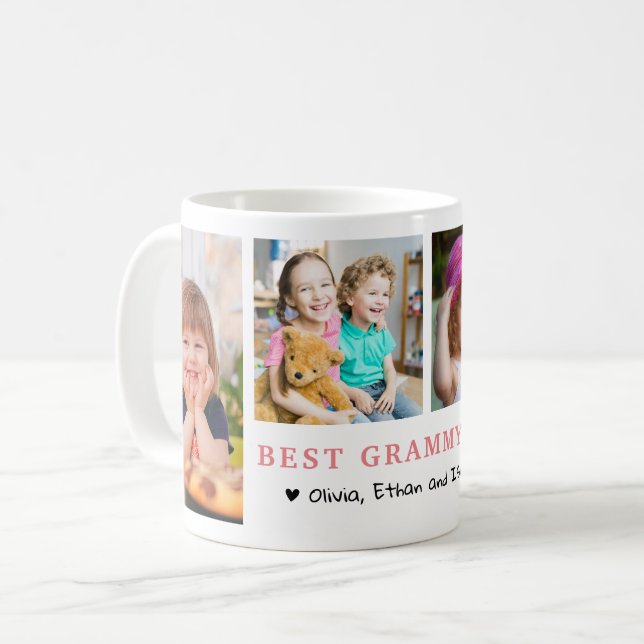 Caneca De Café Personalized Best Grammy Ever 4 Photo Collage   (Frente Esquerda)