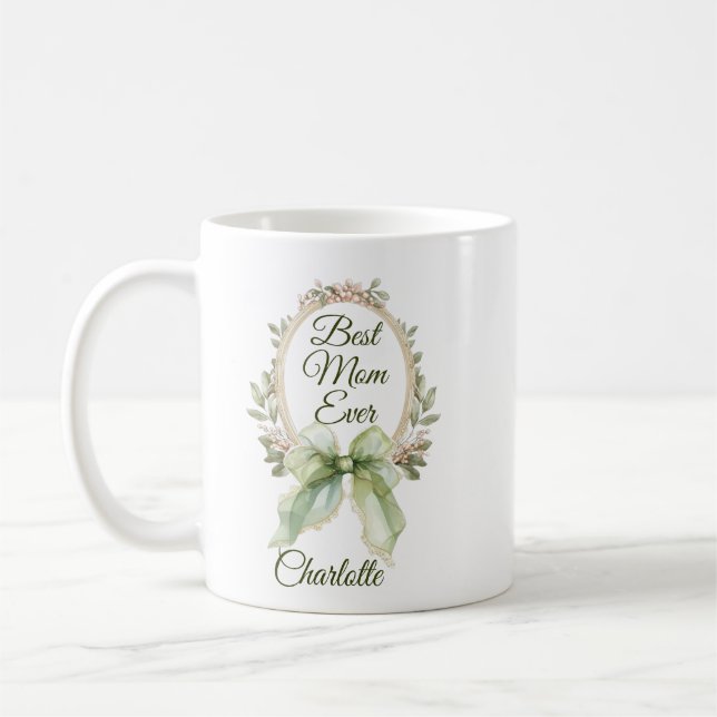 Caneca De Café Personalized Best Mom Ever Mug with Name (Esquerda)