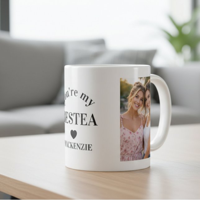 Caneca De Café Personalized Bestea (bestie + tea) text 2 photos (Personalized Bestea (bestie + tea) text 2 photos Coffee Mug
by Ricaso. A fun pun friendship BFF mug)
