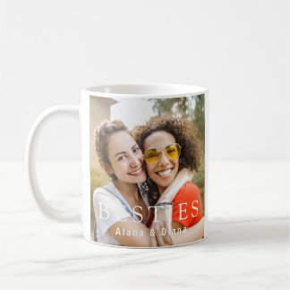 Caneca De Café Personalized Besties Mug with Names and Photo