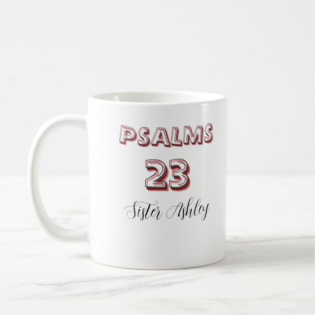 Caneca De Café Personalized bible Scripture Psalms 23 Christian  (Esquerda)