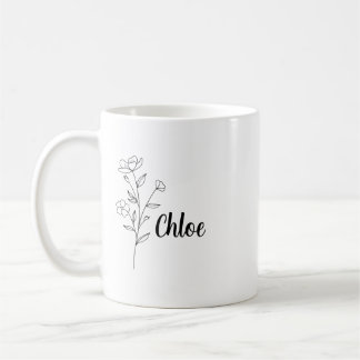 Caneca De Café Personalized Birth Flower Ceramic Mug, Custom name