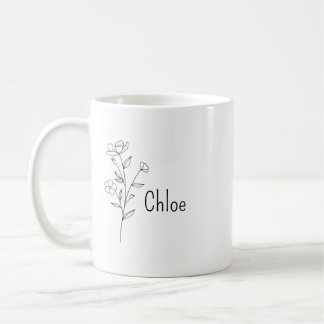 Caneca De Café Personalized Birth Flower Ceramic Mug, Custom name