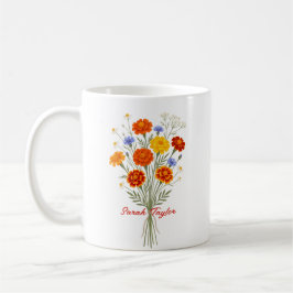 Caneca De Café Personalized Birth Flower Marigold Custom