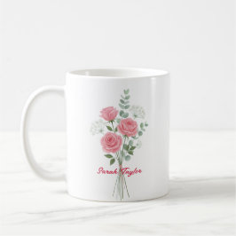 Caneca De Café Personalized Birth Flower Pink Rose Custom
