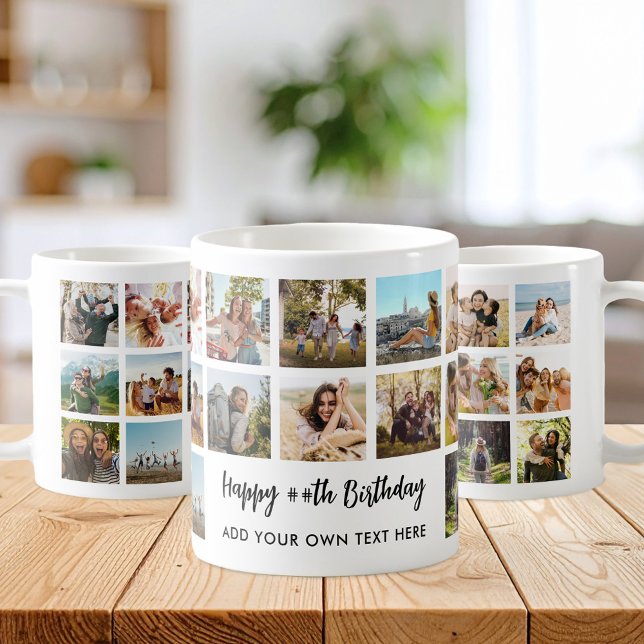 Caneca De Café Personalized Birthday Photo Collage Mug (Criador carregado)