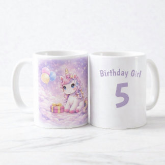 Caneca De Café Personalized Birthday Unicorn Girl Mug