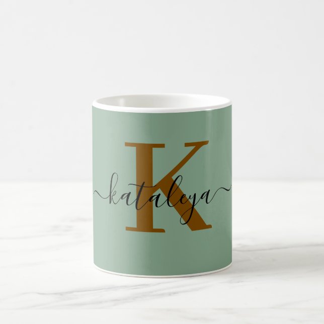 Caneca De Café Personalized Black Monogram Coffee Mug with Name (Centro)