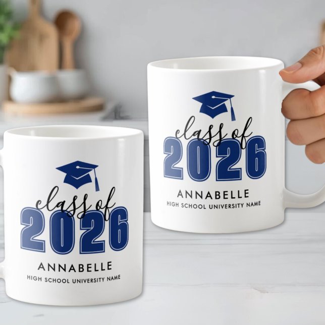 Caneca De Café Personalized Blue Graduation (Personalized Blue Graduation Coffee Mug )