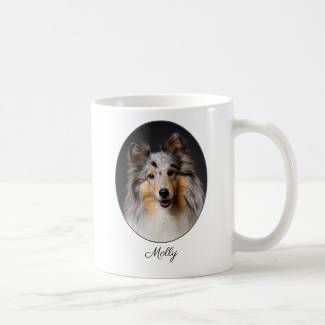 Caneca De Café Personalized Blue Merle Sheltie Love (Direita)