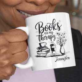 Caneca De Café Personalized Books Are My Therapy Bookworms