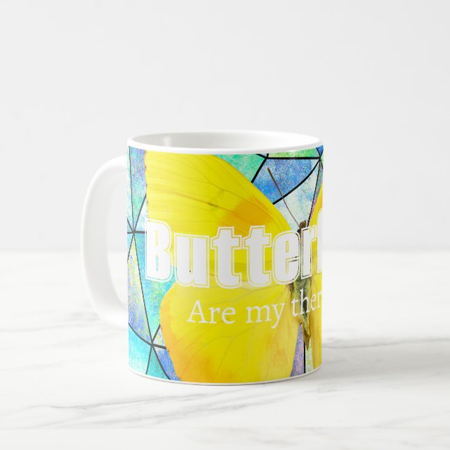 Caneca De Café Personalized Butterflies are my theraphy Summer (Frente Esquerda)