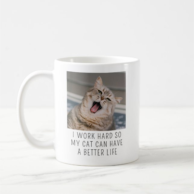 Caneca De Café Personalized Cat Photo Custom Caption Funny Pet (Esquerda)