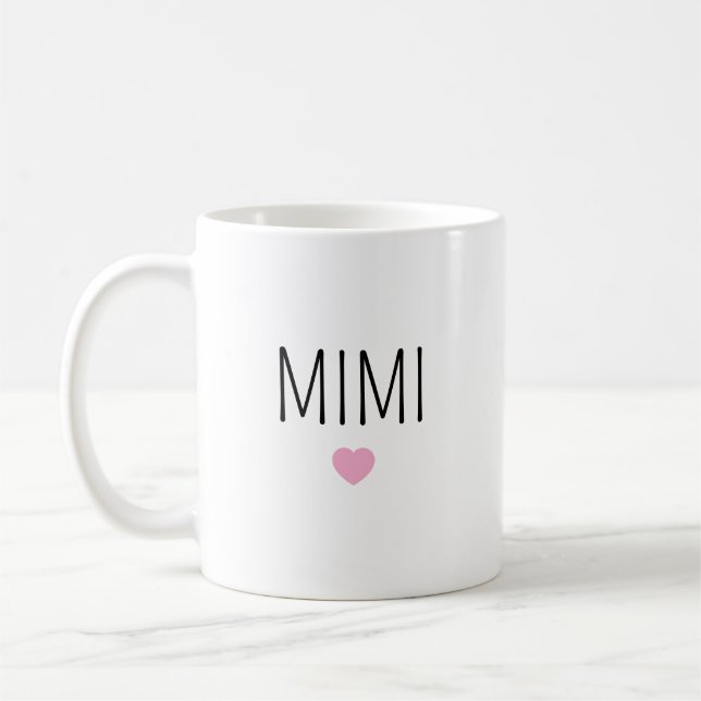 Caneca De Café Personalized ceramic cute pink heart Mug for Mimi (Esquerda)