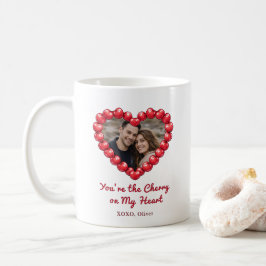 Caneca De Café Personalized Cherry Heart Photo 