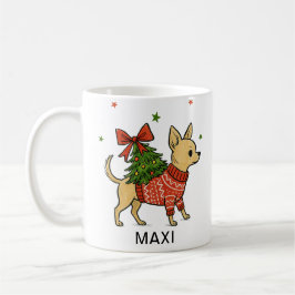Caneca De Café Personalized Chihuahua Christmas Tree Dog