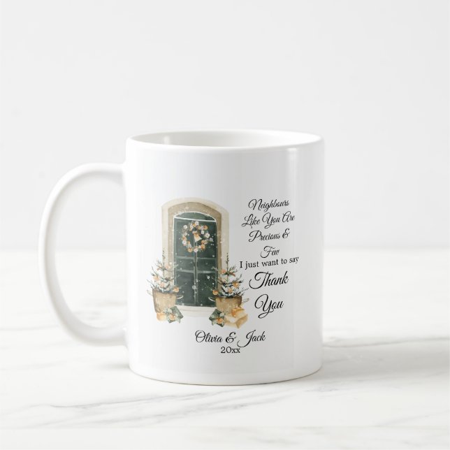 Caneca De Café Personalized Christmas gift for Neighbor - custom  (Esquerda)