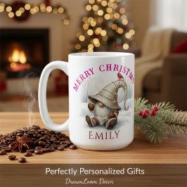 Caneca De Café Personalized Christmas Gnome Watercolor