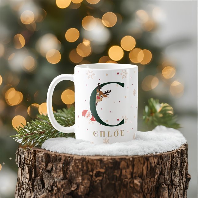 Caneca De Café Personalized Christmas Monogram C Mug (Criador carregado)