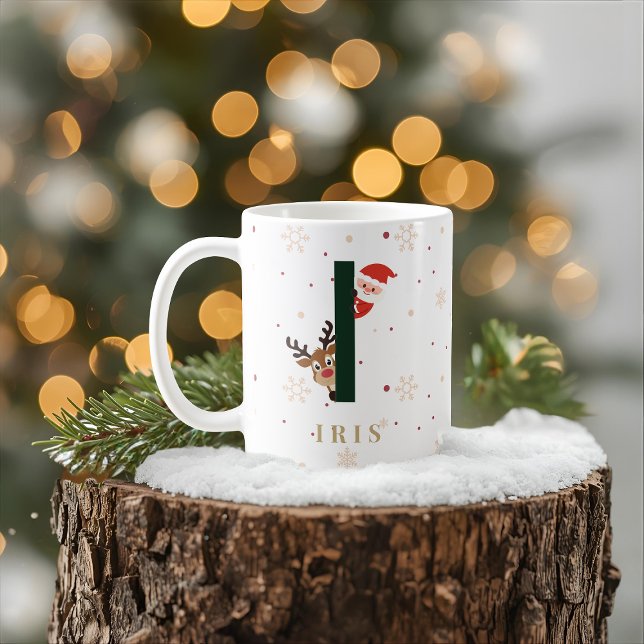Caneca De Café Personalized Christmas Monogram I Mug (Criador carregado)