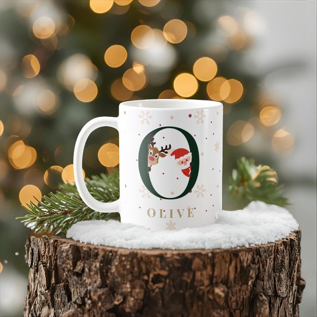 Caneca De Café Personalized Christmas Monogram O Mug (Criador carregado)