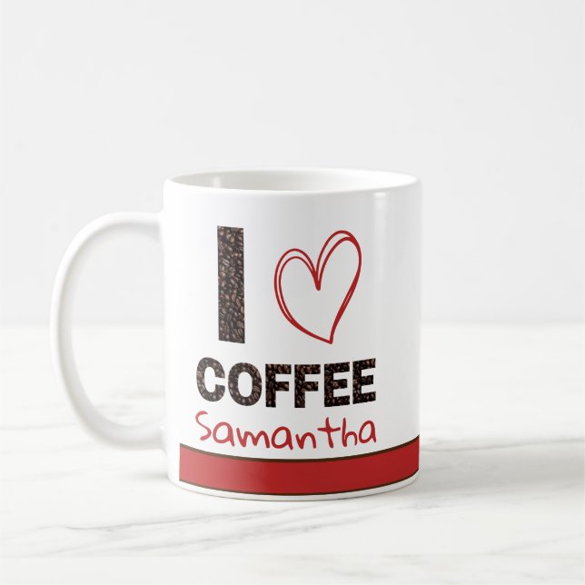 Caneca De Café Personalized Coffee Lover Custom Name Design (Esquerda)