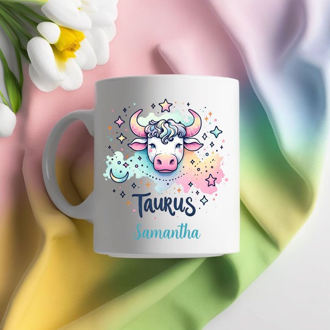 Caneca De Café Personalized Colorful Taurus Bull Zodac Astrology (Personalized Colorful Taurus Bull Zodac Astrology Coffee Mug)