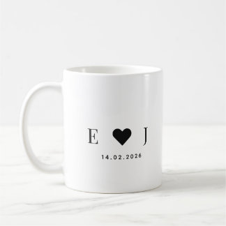 Caneca De Café Personalized Couple Initial Mug | Date Mug